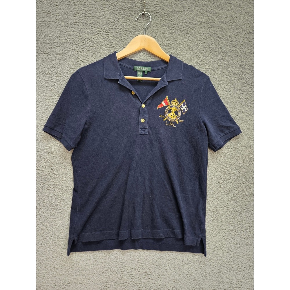 Lauren Ralph Lauren Polo S Navy Yacht Club Crest Cotton Nautical Preppy